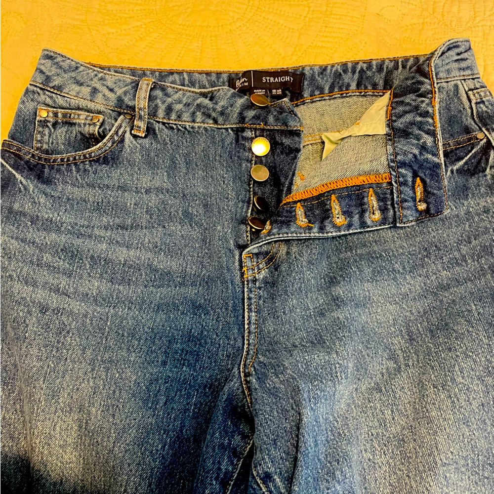 Boden High Rise Straight Leg Button Fly Jeans